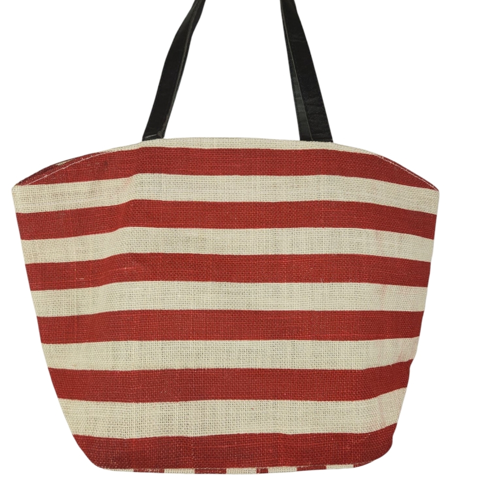 NWOT, Mudpie, Red and White Striped Tote Bag, With Black and Silver Sequins. - Picture 8 of 10